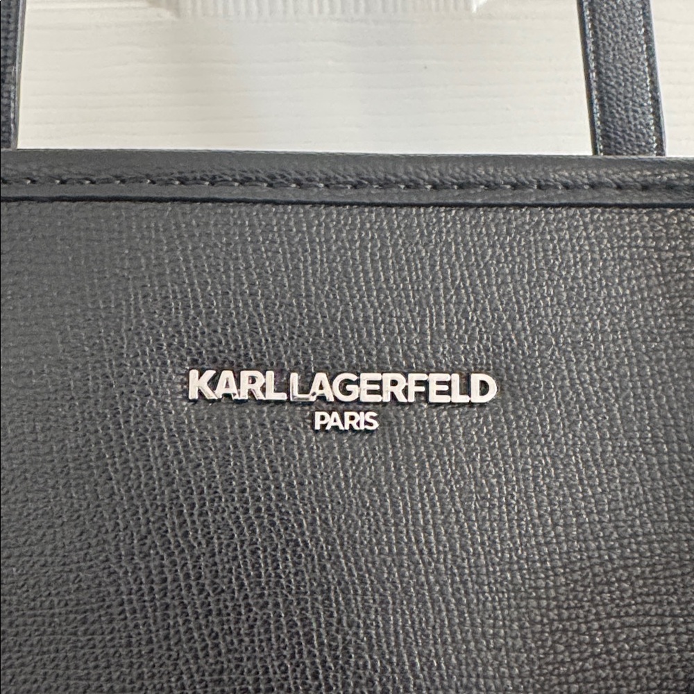 Karl Lagerfeld Black Floral Tote Bag with Small Coin Pouch - Picture 4 of 13